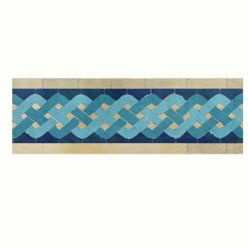 Mosaic House Moroccan tile Woven D 15-23-13-11 Cobalt Blue Turquoise Light Turquoise Beige  zellige, mosaic, zellij, border, glaze, classic 